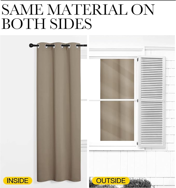 NICETOWN Taupe Room Darkening Curtains for Kitchen, Window Treatment Thermal Insulated Solid Grommet Room Darkening Curtains/Drapes for Bedroom (Set of 2, 42 inches Wide by 68 inches Long)