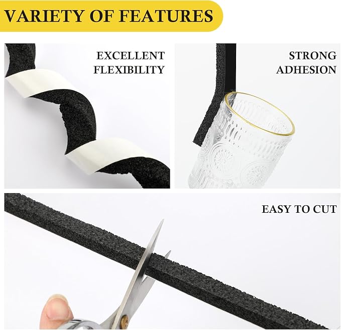 fowong Weather Stripping 1" W X 1/2" T, Open Cell Adhesive Foam Tape Maximum - Image 3