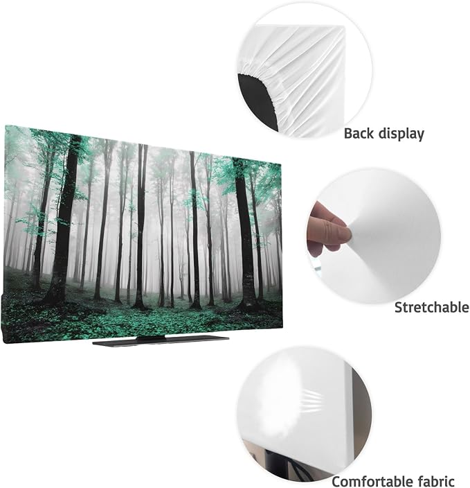 Thanksgiving Green Maple Trees Indoor TV Cover, Elastic TV Screen Protector - Image 7
