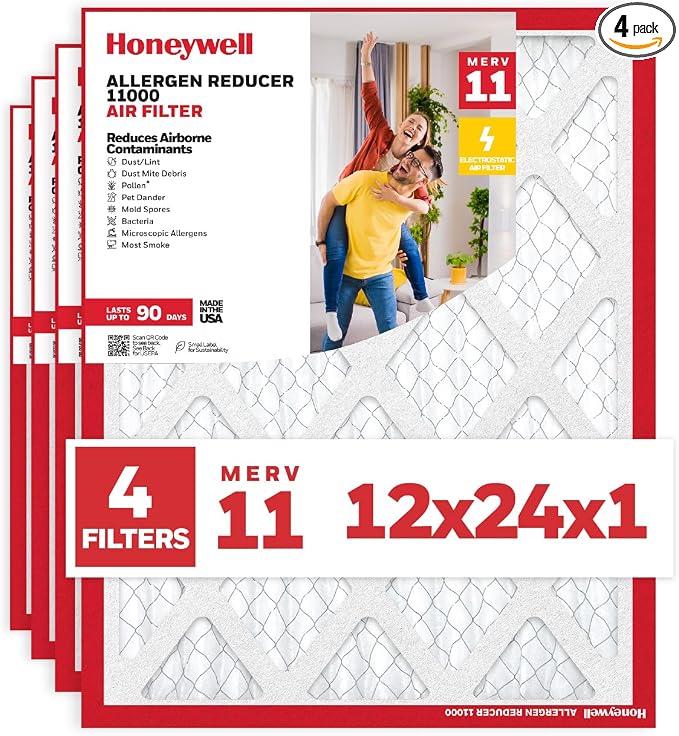Honeywell 12x24x1 MERV 11 Allergen Reducer 11000 Electrostatic Pleated HVAC AC by HoneywellAirComfort