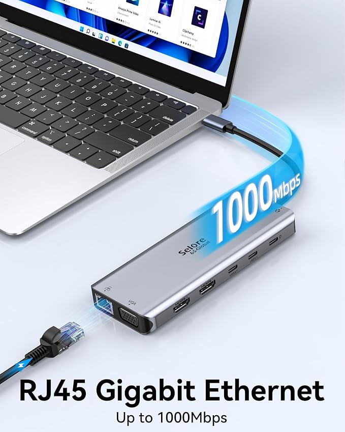 Selore USB C Docking Station Dual Monitor, Laptop Docking Station, 14 in 1 - Image 7