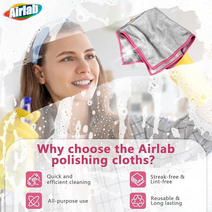 Airlab Glass Polishing Cloth Streak Free Miracle Cleaning Cloth Lint Free - Image 3