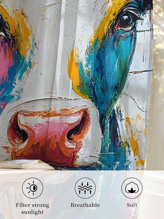 Sheer Curtains 108 Inches Long, Farmhouse Oil Painting Semi Sheer Curtains - Image 6