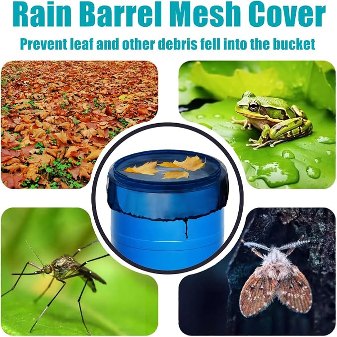 4 Pcs Rain Barrel Mesh Cover, 23.6 inch Water Collection Bucket Net - Image 2