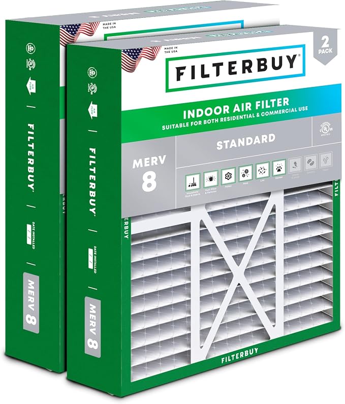Filterbuy 20x22x5 Air Filter MERV 8 Essential Dust & Allergy Defense, Pleated by Filterbuy