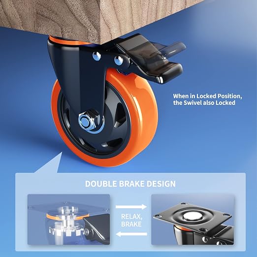 Casters Set of 4 Heavy Duty, 5 Inch Caster Wheels - Image 5