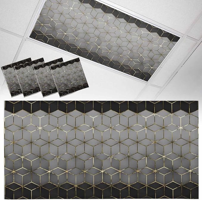 2x4 ft Fluorescent Light Cover for Ceiling Gray Mottled Gradient Geometric by Unknown