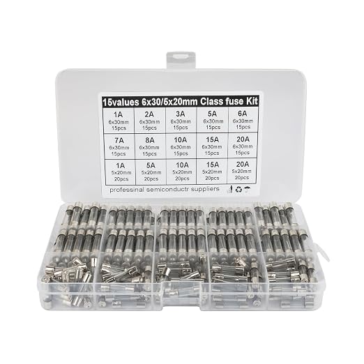 Fuse Kit, 15 Values 250 Pcs Glass Fuses Assortment Kit ，5x20mm 250V 1 5 10 15 by Unknown