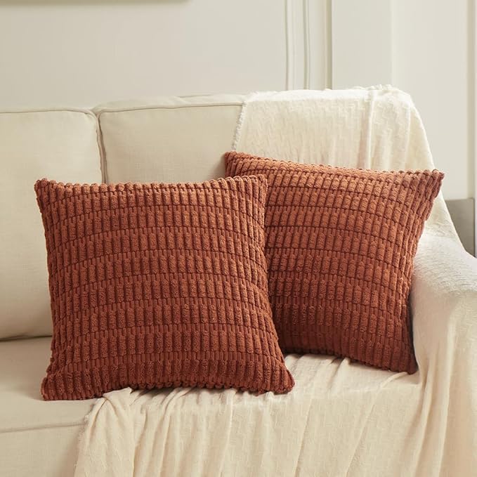 Fancy Homi 4 Packs Fall Boho Long Lumbar Decorative Throw Pillow Covers 16x24 Inch for Couch Bed Sofa, Aesthetic Modern Farmhouse Home Decor, Soft Striped Corduroy Rectangle Cushion Case 40x60 cm