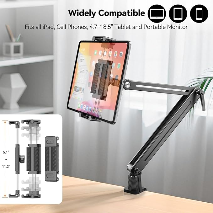 Portable Monitor Stand Desk Holder- Large Clamp support up to 6.5 12.9 14.6 - Image 2