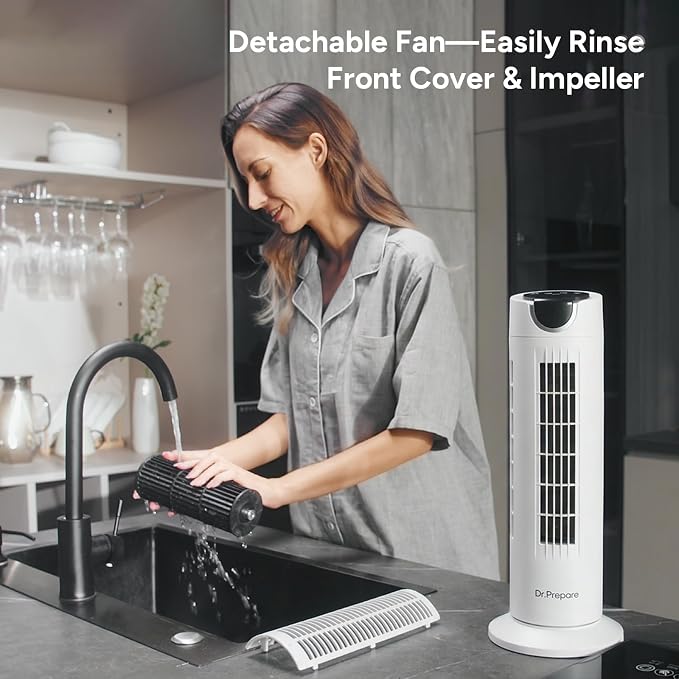 DR.PREPARE Tower Fan for Bedroom, 25 dB Quiet DC Motor Bladeless Fan, - Image 6