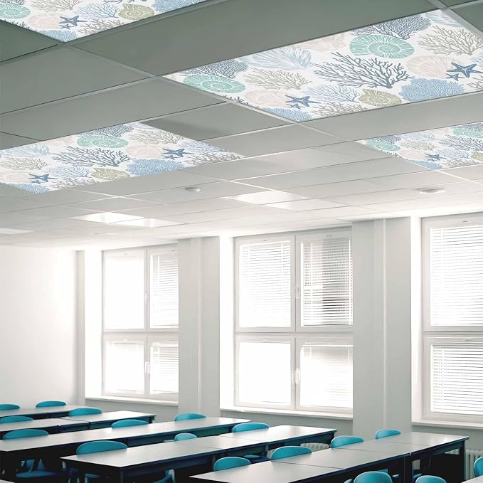 3 Pack Fluorescent Light Cover for Classroom Ceiling Light, Nautical Coastal - Image 2