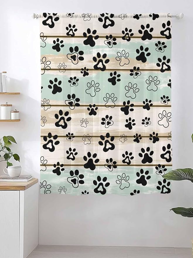 Sheer Curtains 72 Inches Long, Sage Green Beige Farmhouse Semi Sheer Curtains - Image 2