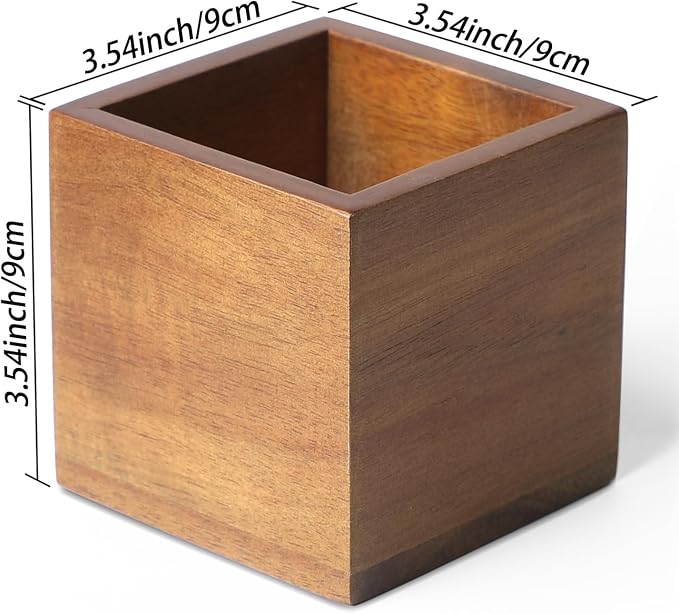 LBEMEY Remote Control Holder Caddy, Farmhouse Acacia Wood TV Remote Holder - Image 4