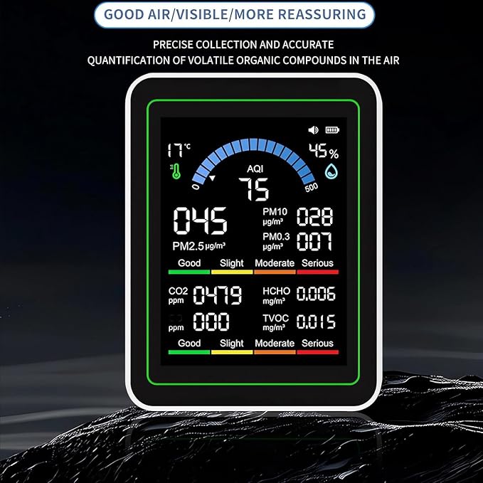 10 in 1 Indoor Air Quality Monitor, Air Tester, Portable Smartair Quality Tester - Image 2
