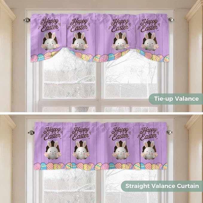 Purple Easter Tie Up Valance Curtains - Image 5