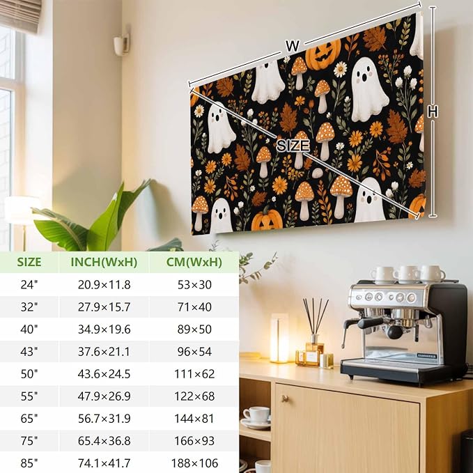 Halloween Cute Ghosts Indoor TV Cover, Elastic TV Screen Protector Small - Image 3