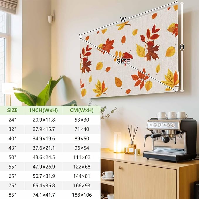 Autumn Orange Maple Leaves Falling Indoor TV Cover, Elastic TV Screen Protector - Image 4