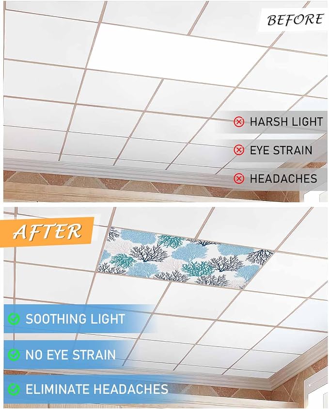 Fluorescent Light Covers for Ceiling Lights Nautical Coastal Ocean Coral - Image 6