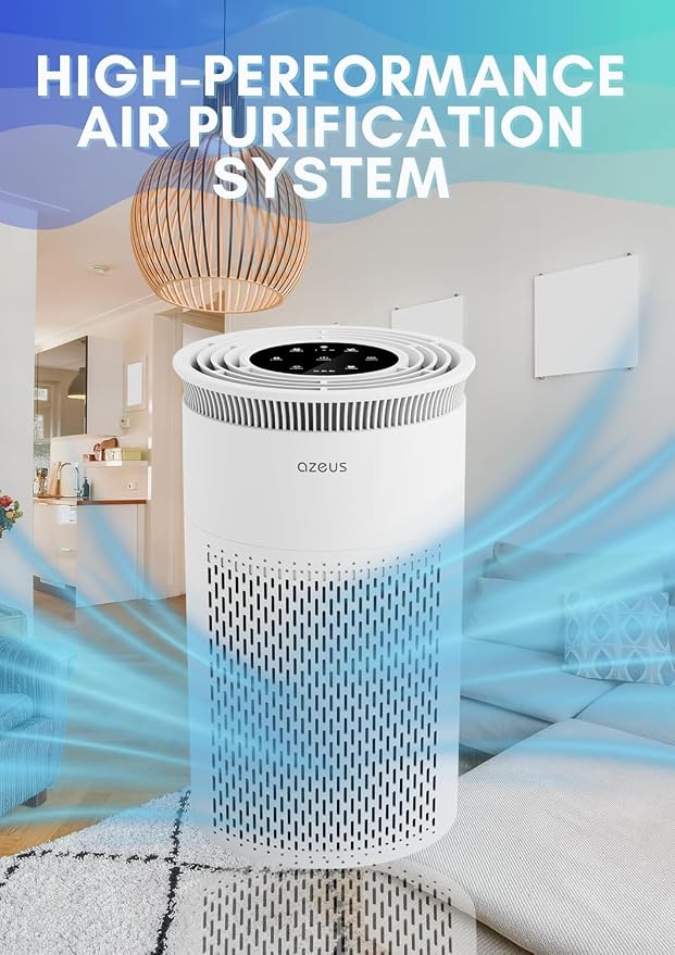 AZEUS Air Purifier for Home Pets Hair Dust in Bedroom Up Top 843 ft² H13 True - Image 6