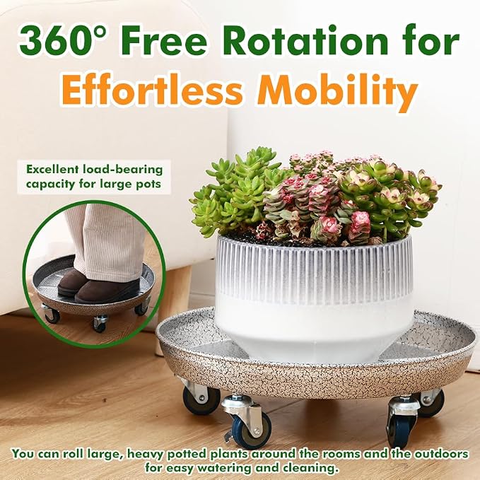 Planterhoma 3 Packs 13 inches Metal Plant Caddy - Image 6