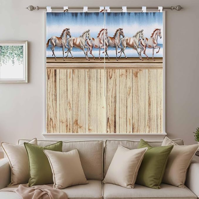 Western Horse Bedroom Curtains 72 Inch Length, Window Curtains Tab Top - Image 9
