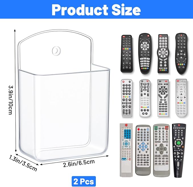 2-Pack Wall Holder for Remote Control, for TV & AC Remotes, No Drilling Required - Image 2