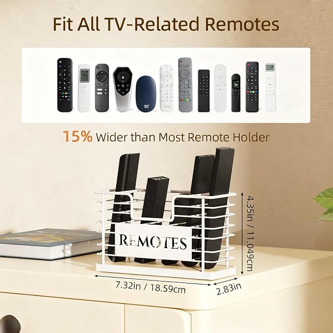 Remote Control Holder, 5-Slot TV Remote Holder Wall Mount, Universal Remote - Image 2