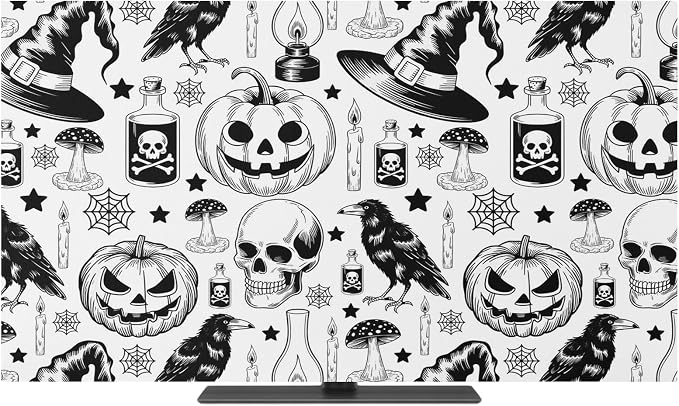 Scary Halloween Witch Hat Pumpkin Indoor TV Cover, Elastic TV Screen Protector by Unknown