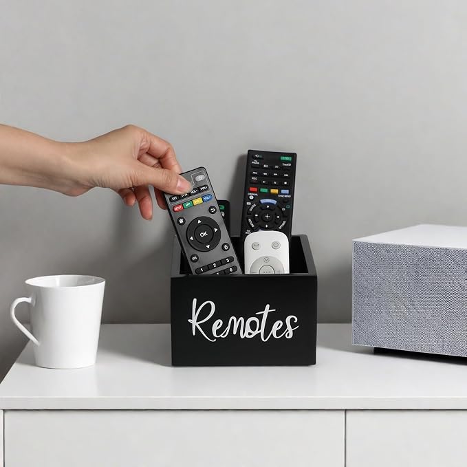 LBEMEY Wood Remote Control Holder, TV Remote Control Organizer - Image 3