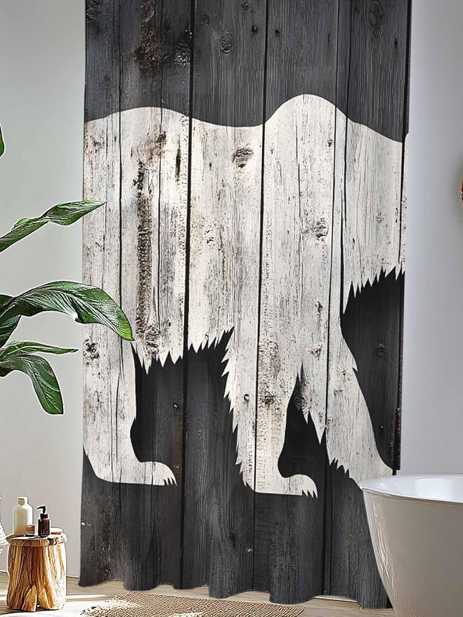 Sheer Curtains 96 Inches Long, Farmhouse Country Rustic Wooden Grain Privacy - Image 4
