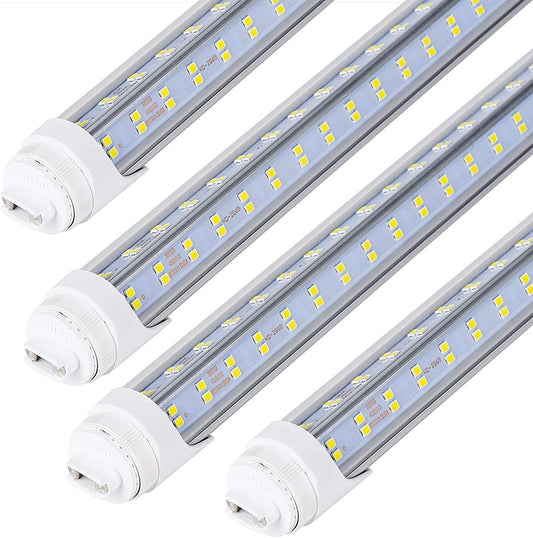 10PCS, LED Shop Light 8FT Tube, 2 Pin LED Tube Lights 270 Degree Angle, V Shaped 4 Row LEDs,R17D HO Rotatable LED Bulb, 144W, Clear Cover, Cold White 6000k, Fluorescent Tube Replacement