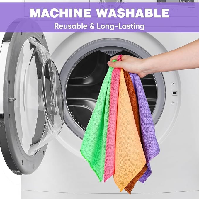TEAWOO 10 Colors Microfiber Cleaning Cloths, 400 Pack Assorted Cleaning Rags - Image 6