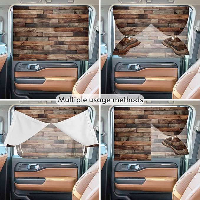 Western Barn Door Magnetic Double Layer Car Window Shades, Side Window Curtains - Image 5