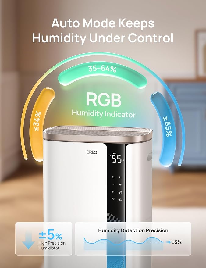 DREO Max 73 Pint Smart Dehumidifier, 7L Large Water Tank, Quiet 42dB - Image 6