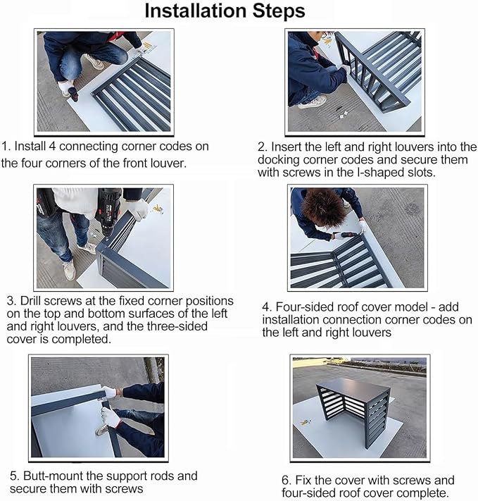 Aluminum Air Conditioner Fence Set of 2, Louvered Outdoor AC Unit Cover - Image 6