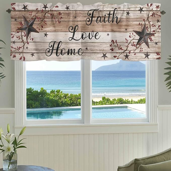 Rustic Star Brown Curtain Valances - Image 3