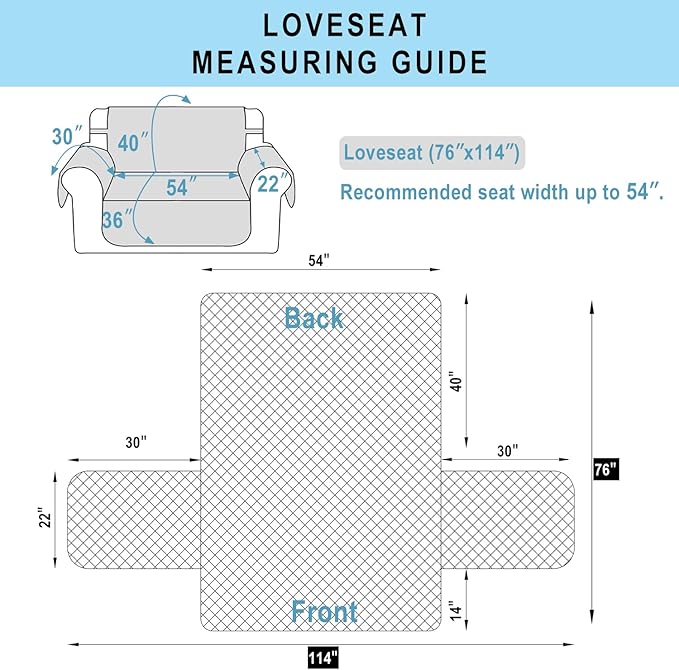Reversible Loveseat Sofa Covers Couch Cover Furniture Protector(Loveseat,Black/Black)
