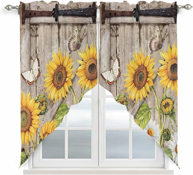 Farmhouse Sunflowers Swag Valances by Unknown