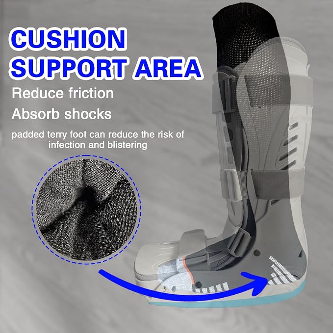 Walking Boot Socks air Cam Walker Cast Socks 2 Pairs Fracture Boot Brace Sock - Image 6