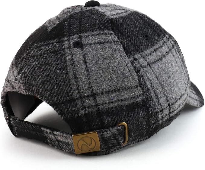 Trendy Apparel Shop Plaid Checker Wool Blend Unstructured Baseball Cap - Image 3