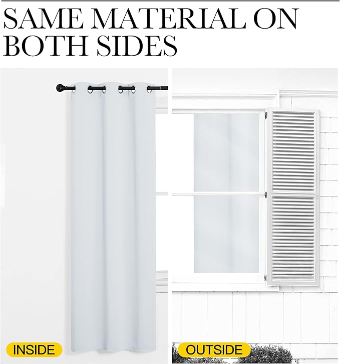 NICETOWN Blackout Curtain Panels for Bedroom, Greyish White, 2 Panels, W29 x L36-inch, Thermal Insulated Grommet Top Blackout Draperies and Drapes for Basement