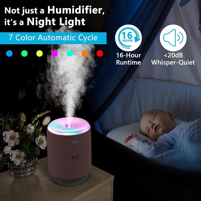 SZO Plant Humidifier Indoor, 500ml Pink - Image 3