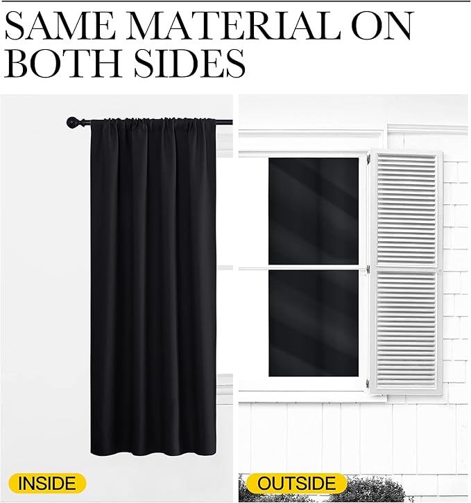 NICETOWN Black Out Curtain Panels for Kitchen - Energy Smart Decoration Thermal Insulating Blackout Drapes/Draperies for Small Window (2 Panels, 34 inches Wide by 63 inches Long)