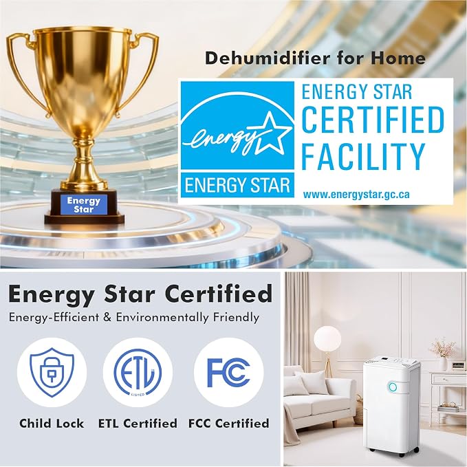 80Pints Dehumidifier with Drain Hose, 500 Sq.Ft Dehumidifier - Image 10