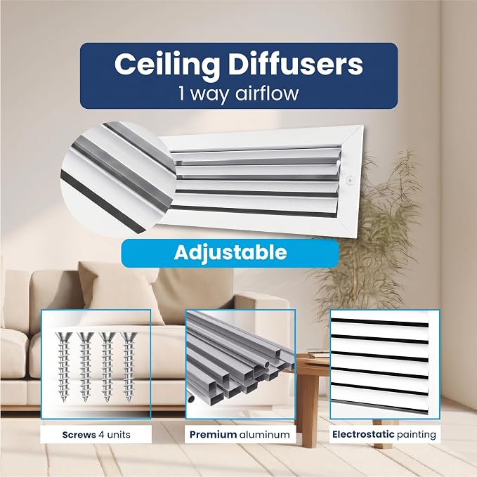 4x22 Inch Aluminum 1-Way Air Flow Vent Cover Wall or Ceiling – Quiet HVAC Wall - Image 4