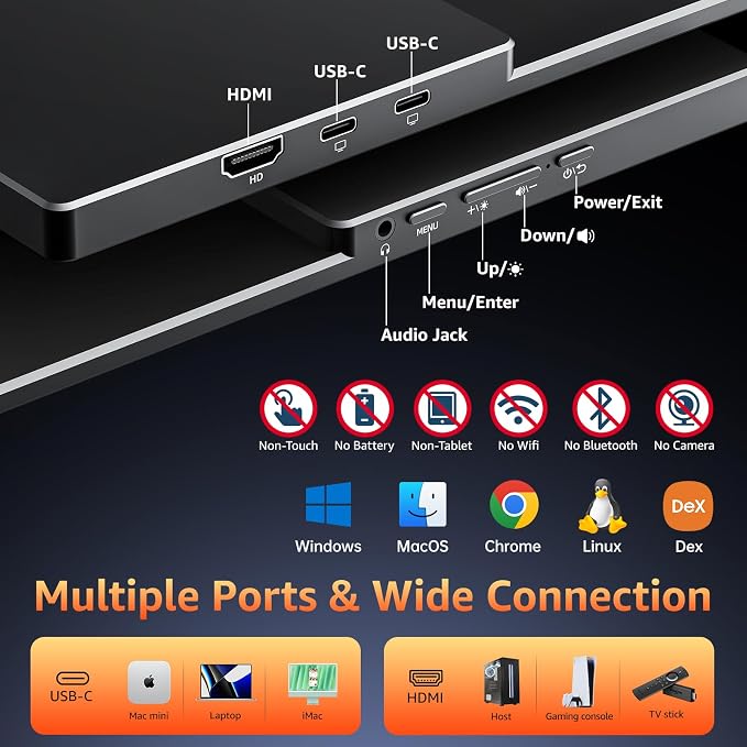 kksmart Portable Monitor for Laptop MacBook Surface PC Xbox PS5, Travel Monitor - Image 5