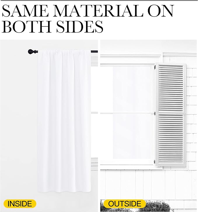 NICETOWN Kitchen Curtains, Short Home Decoration Curtains & Drapes, Small Window Draperies for Dining Room, Cupboard (White, 34 in x 54 in (W x L), Set of 2)