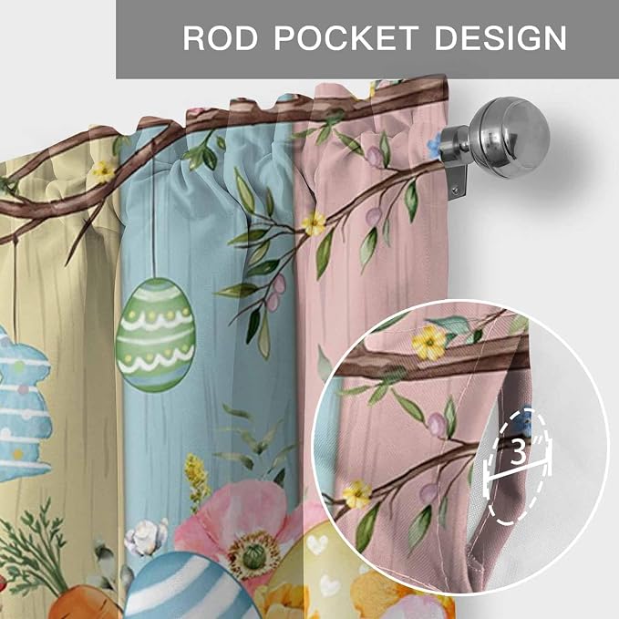 Easter Curtain Valances for Windows, Kitchen Valance Window Treatment, Spring - Image 5