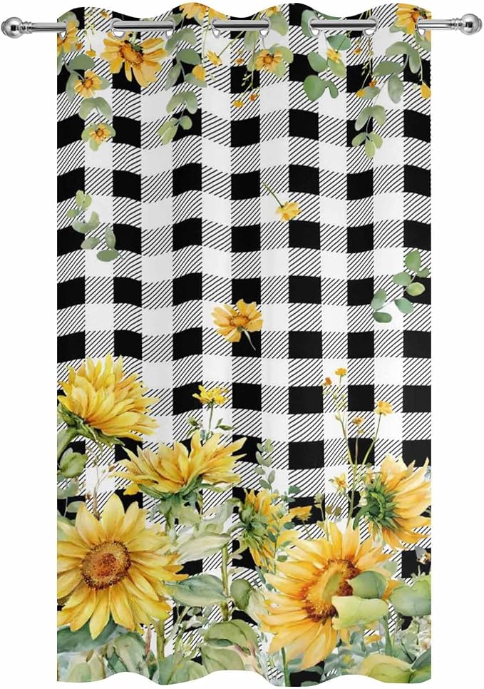 Sunflowers Outdoor Curtains for Patio Summer Floral Eucalyptus Leaf Buffalo - Image 9